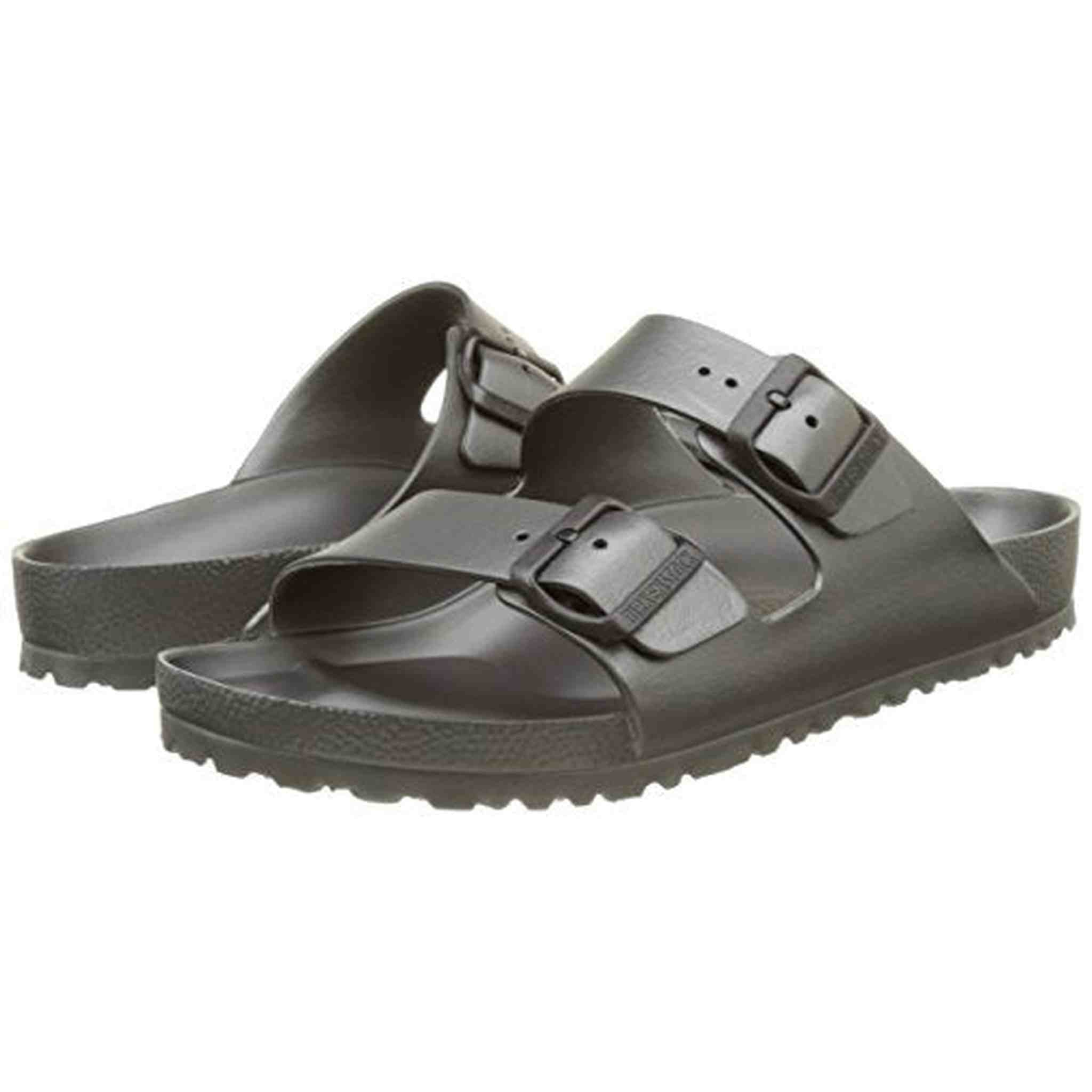 Birkenstock Essentials Unisex Arizona EVA Sandal, Metallic Anthracite, 42 R