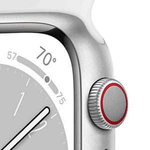 Apple Watch Series 8 GPS + Cellular 45mm Smart Watch w/ Silver Aluminum Case with White Sport Band - S/M. - Used Apple