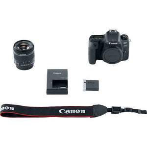 Canon EOS 77D DSLR Camera with 18-55mm Lens International Model 1892C016 W/Bag, Extra Battery, LED Light, Mic, Filte - Used Canon