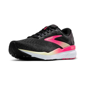 Brooks Women’s Ghost 16 Neutral Running Shoe - Black/Pink/Yellow - 9.5 Wide