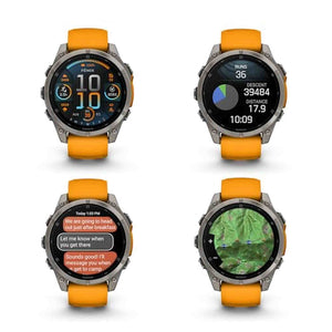 fenix 8 – 47 mm, AMOLED, Sapphire, Titanium with Spark Orange/Graphite Silicone Band Garmin