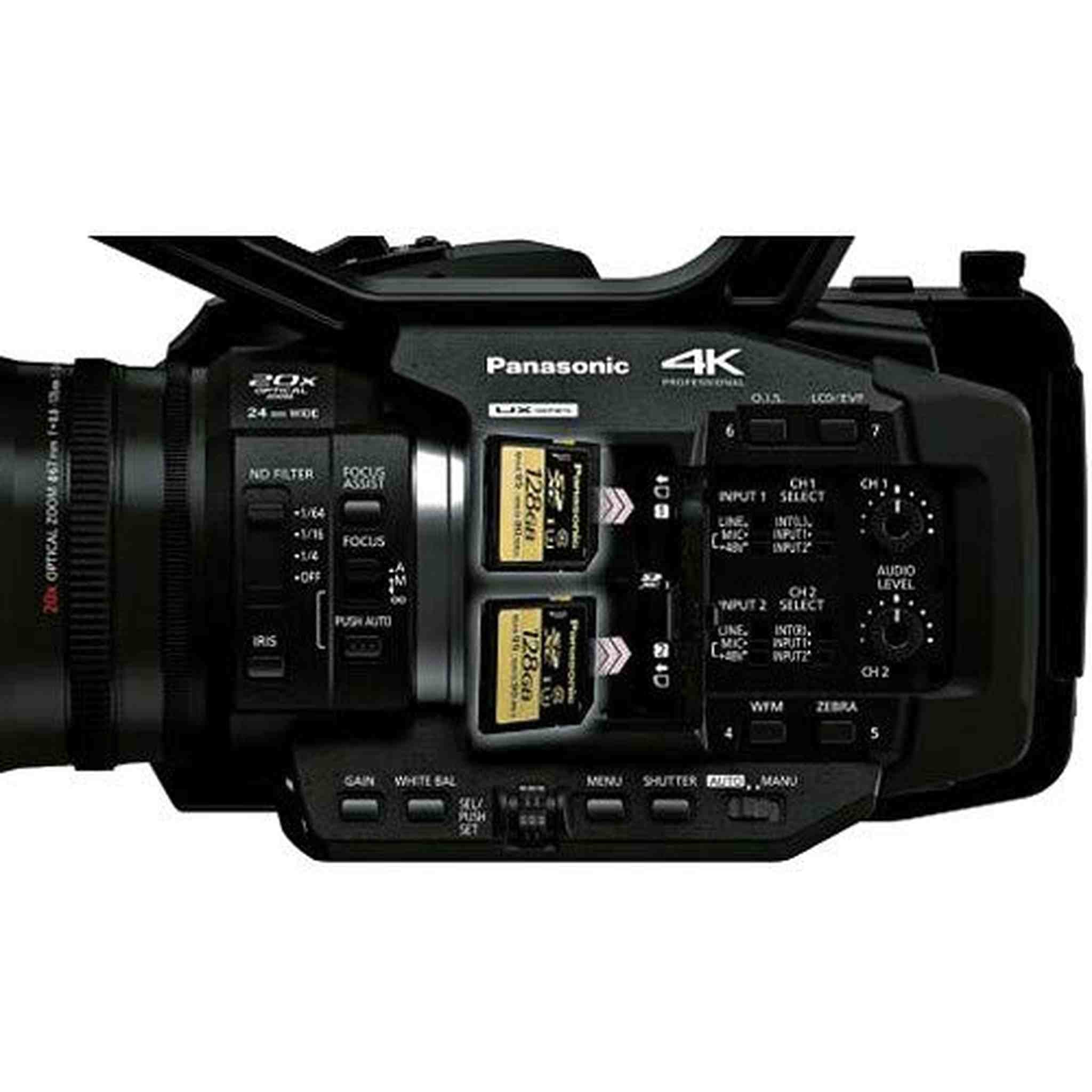 Panasonic AG-UX180 4K Premium Professional Camcorder Bundle with 1 Year Extended Warranty, Sony 128GB SDXC Memory Card,