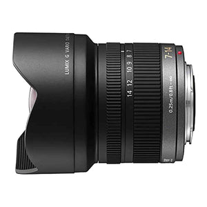 PANASONIC LUMIX G VARIO LENS, 7-14MM, F4.0 ASPH., MIRRORLESS MICRO FOUR THIRDS, H-F007014 USA BLACK Renewed - Reconditioned Panasonic
