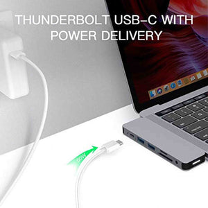 HyperDrive USB-C Hub Adapter, Sanho Solo 7-in-1 Type C Dongle for MacBook Pro, PC w USB-C Port: USBC 40Mbps 100W Power Delivery, USBC 5Gbps Data, 4K HDMI, microSD/SD Card Reader, 2xUSB 3.0, Audio Jack - Used Hyper
