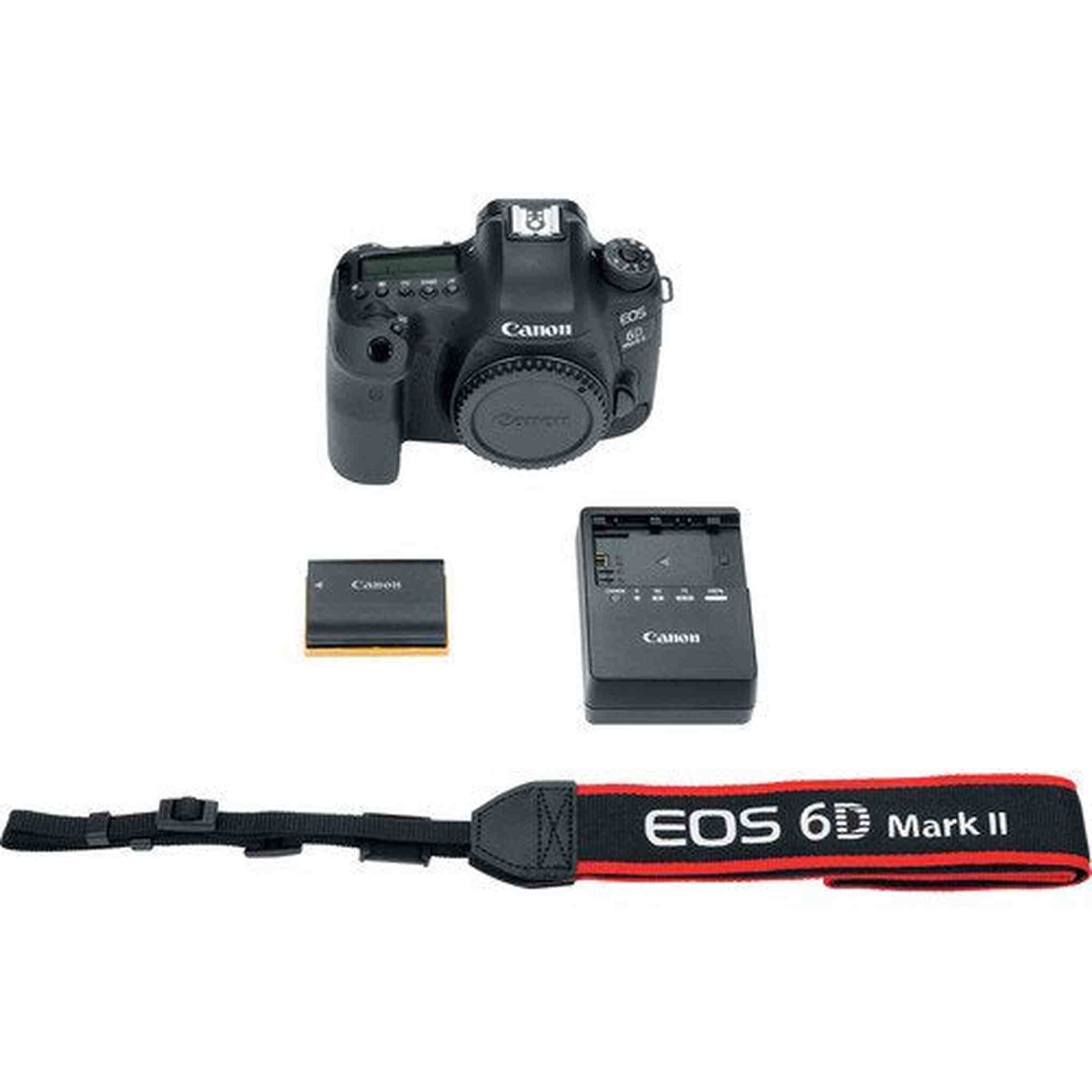 Canon EOS 6D Mark II DSLR Camera International Model 1897C002 W/Bag, Extra Battery, LED Light, Mic, Filters Bundle Canon
