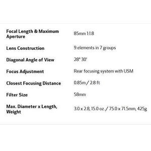 Canon EF 85mm f/1.8 USM Medium Telephoto Lens for Canon SLR Cameras - Fixed Renewed - Reconditioned Canon