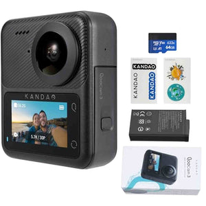 KanDao QooCam 3 360Panoramic Action Camera, 5.7K 62MP Video Camera, Dual 1/1.55" Sensors F1.6 Larger Aperture Vlog Camera, 60fps Flawless Video Camera, Waterproof, Stabilization Outdoor Camera KanDao