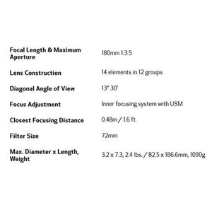 Canon EF 180mm f3.5L Macro USM AutoFocus Telephoto Lens for Canon SLR Cameras - Used Canon