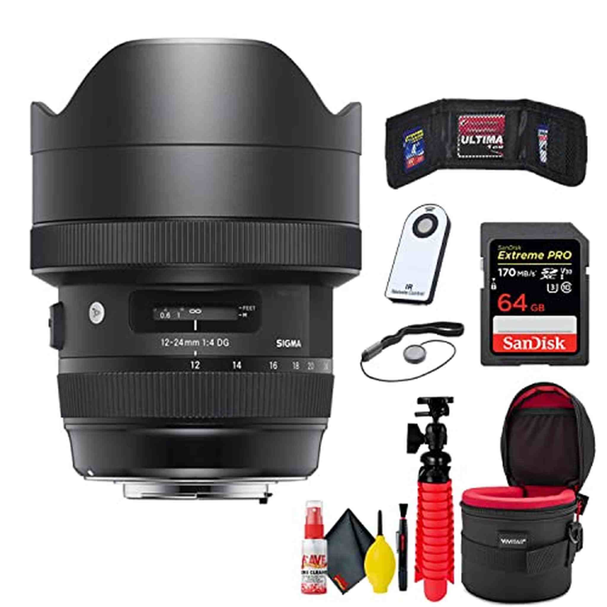 Sigma 12-24mm f/4 DG HSM Art Lens for Nikon F Extreme Bundle With Accessories Sigma