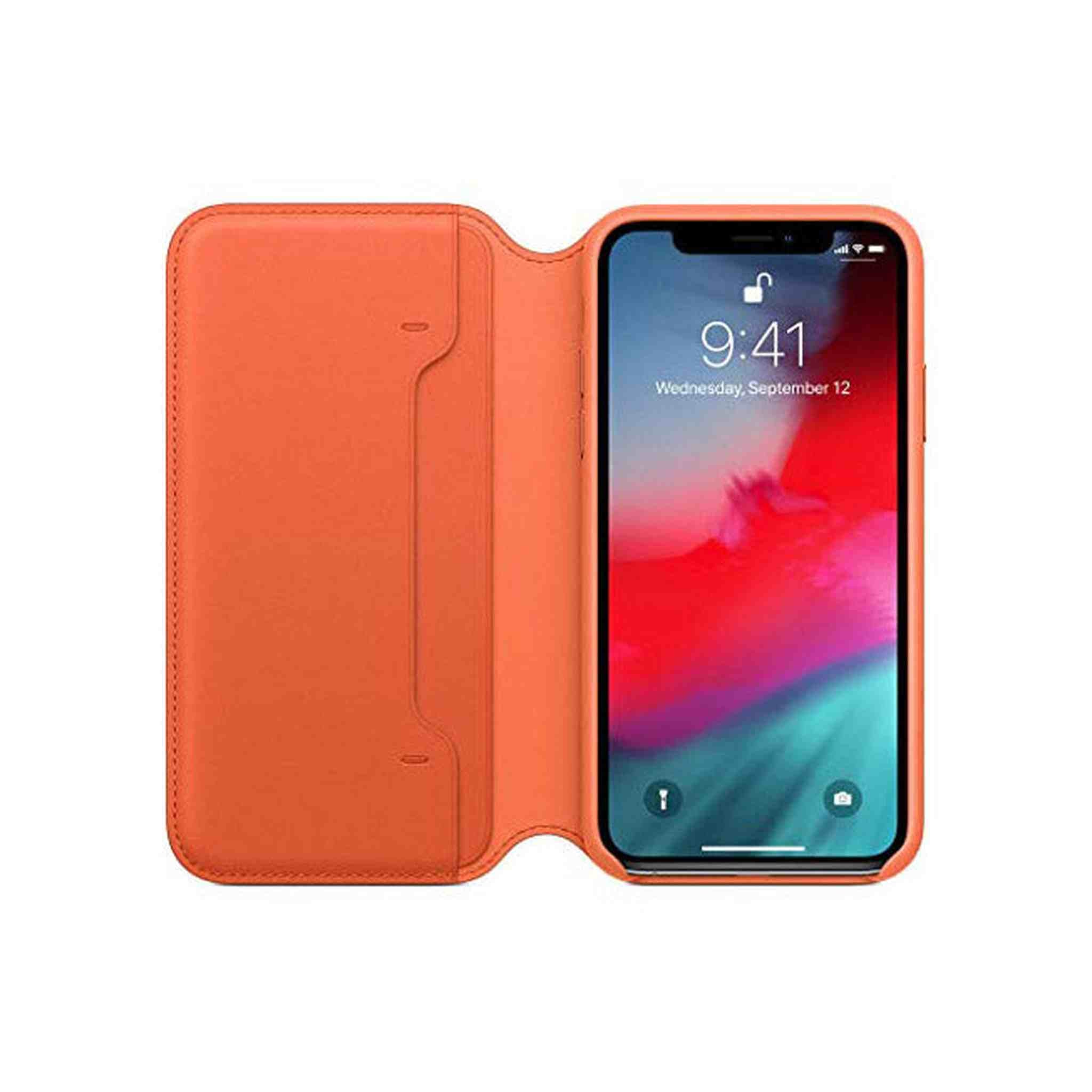 Apple Leather Folio for iPhone Xs - Sunset Apple