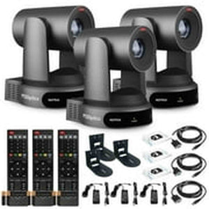 3 x PTZOptics Move 4K PTZ Camera with 30x Zoom Gray PT30X-4K-GY-G3 + 3 x Wall Mount PTZOptics