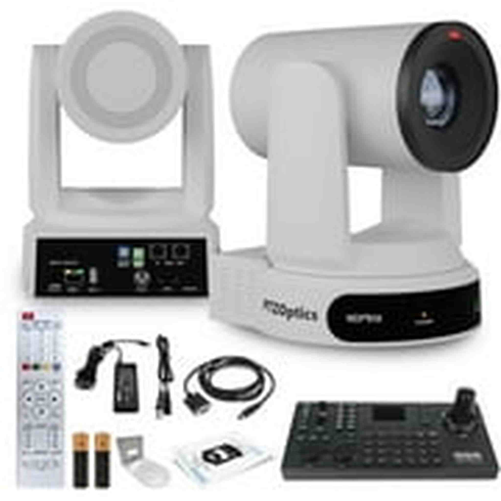 PTZOptics Move 4K PTZ Camera with 30x Zoom White PT30X-4K-WH-G3 + SuperJoy PTZ Controller + Wall Mount PTZOptics