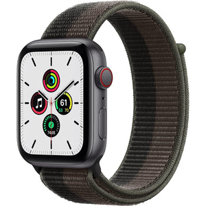 Apple Watch SE 1st Generation GPS + Cellular Smartwatch with 44mm Space Gray Aluminum Case and Tornado Gray/Wolf Gray Sport Loop. Waterproof - Used Apple