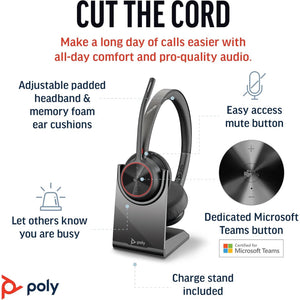 Poly Voyager 4320 Bluetooth Stereo Headset Microsoft Teams Certified Bundle Poly