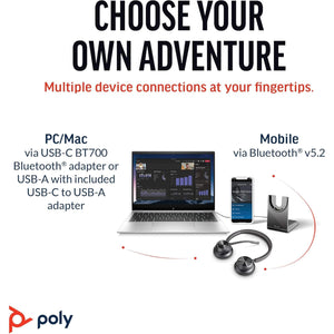 Poly Voyager 4320 Bluetooth Stereo Headset Microsoft Teams Certified Bundle Poly