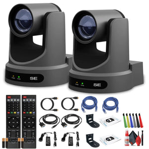2 x PTZOptics Move SE PTZ Camera with 30x Optical Zoom Gray PT30X-SE-GY-G3 + 2 x Wall Mount PTZOptics