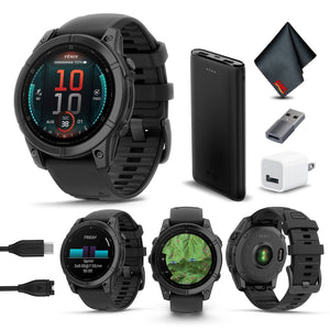 Garmin Fenix E 47MM GPS Smartwatch, Slate Gray Steel with Black Silicone Band Garmin