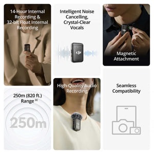 DJI Mic 2 Compact Digital Wireless Microphone System/Recorder for Camera & Smartphone Bundle DJI