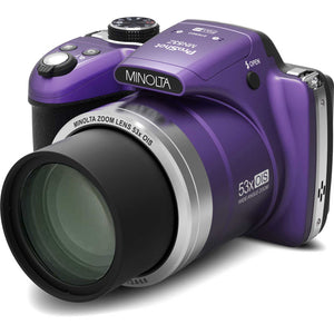 Minolta Pro Shot MN53Z 16 MP HD Digital Camera with 53x Zoom, 1080p HD Video Bundle Purple Minolta