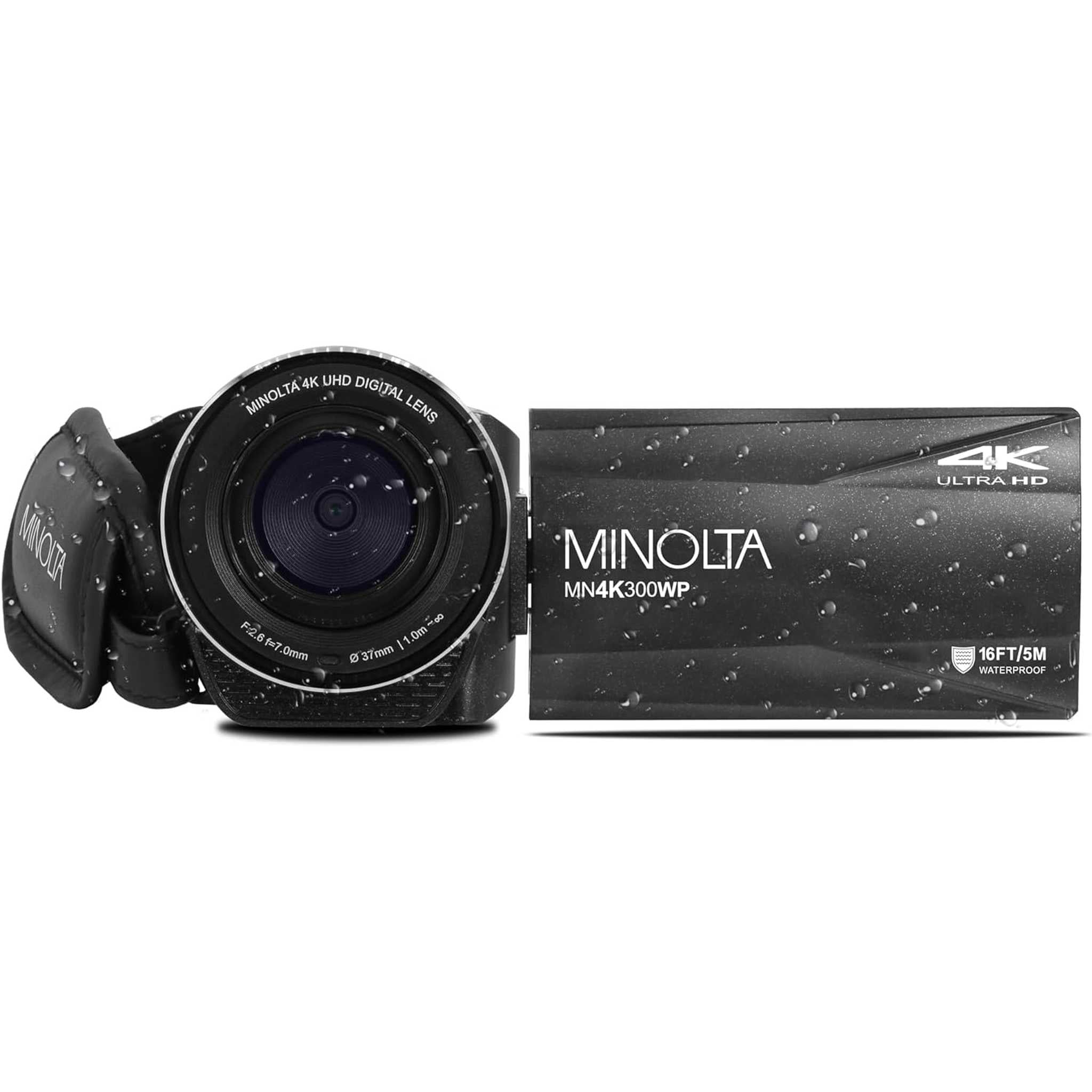 Minolta MN4K300WP 4K Ultra HD / 56 MP Waterproof Camcorder - Black - Bundle
