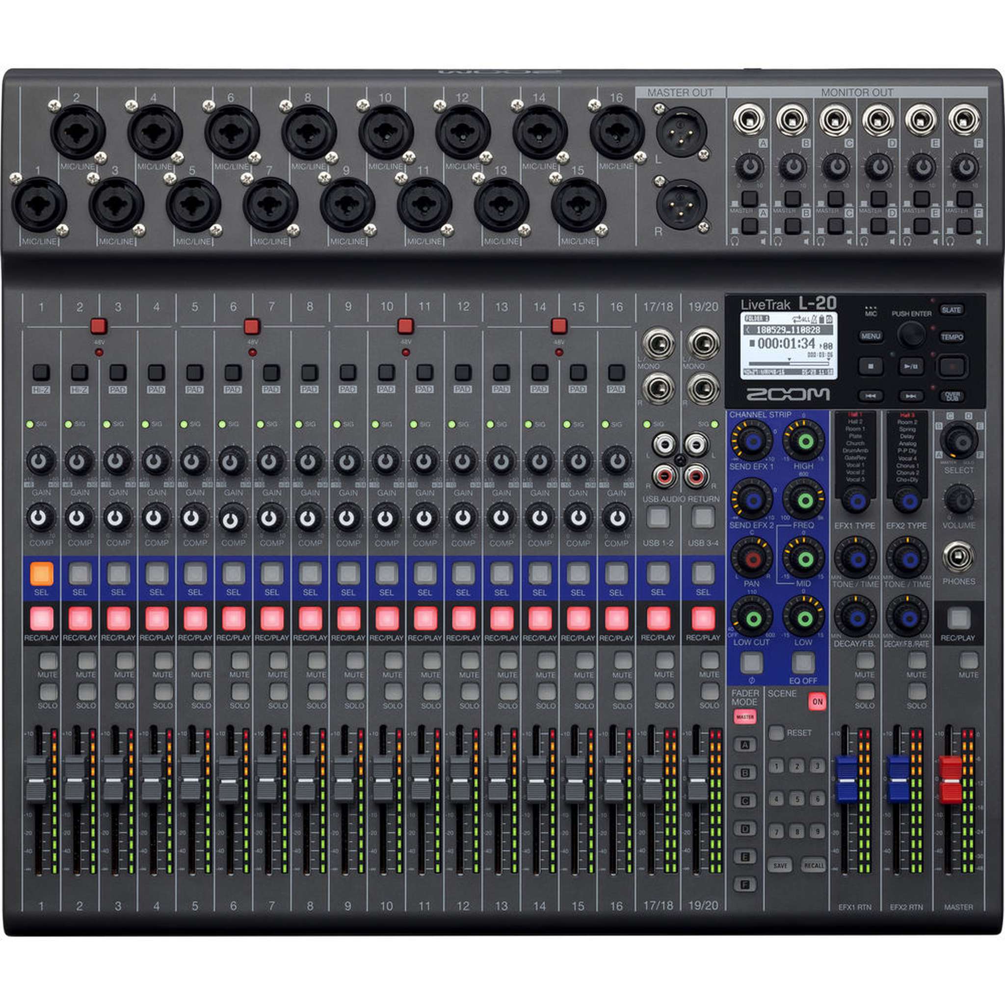 Zoom LiveTrak L-20 - 20-Input Digital Mixer & Multitrack Recorder Bundle Zoom