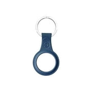 AirTag TPU Case leather finish with keychain Blue 6Ave