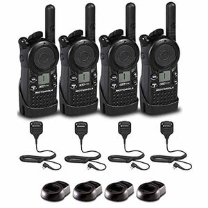4 x Motorola CLS1110 UHF 1W 1-Channel 2-Way Radio - 4 Pack With Mic Bundle Motorola Solutions