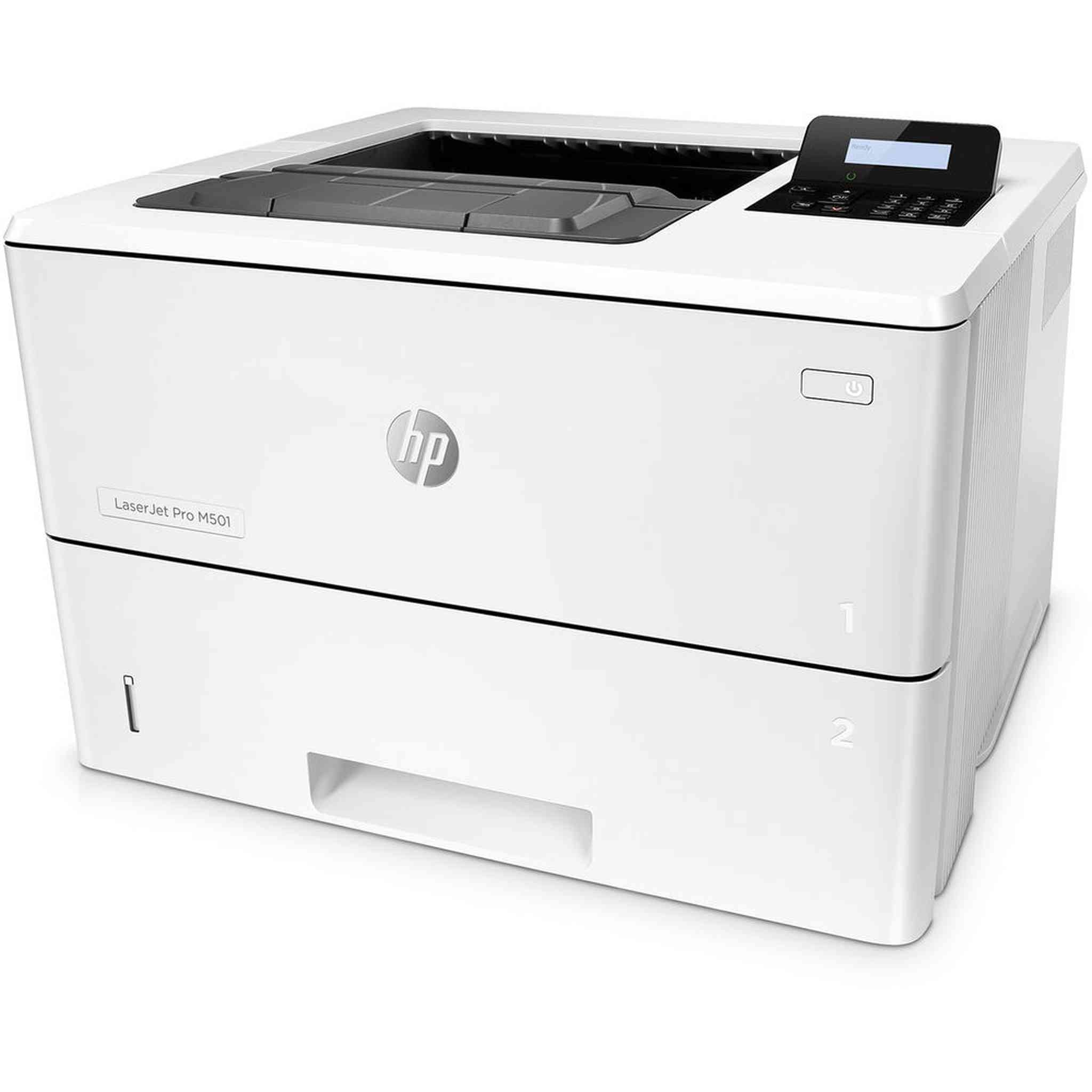 HP LaserJet Pro M501dn Monochrome Laser Printer J8H61A With Power Strip Surge Protector