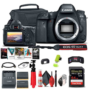 Canon EOS 6D Mark II DSLR Camera 1897C002 Extra Battery & Storage Bundle Canon