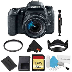 Canon EOS 77D DSLR Camera 18-55mm Lens Bundle w/Memory Kit International Model Canon