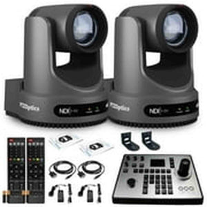 2 x PTZOptics Move 4K PTZ Camera with 20x Zoom Gray PT20X-4K-GY-G3 + PT-JOY-G4 Controller + 2 x Wall Mount PTZOptics