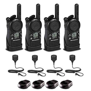 4 x Motorola CLS1410 UHF 1 W 4-Channel 2-Way Radio - 4 Pack With Mic Bundle Motorola Solutions
