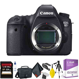 Canon EOS 6D DSLR Camera Body Only - Open Box + 64GB Memory Card + Mega Accessory Kit + 1 Year Warranty Canon