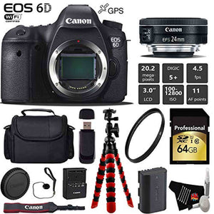 Canon EOS 6D DSLR Camera with 24mm f/2.8 STM Lens + Wireless Remote + UV Protection Filter + Case + Wrist Strap + Tripod Canon