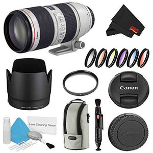 Canon EF 70-200mm f/2.8L is II USM Lens Bundle w/UV Filter Color Multicoated 6 Piece Filter Kit International Model Canon