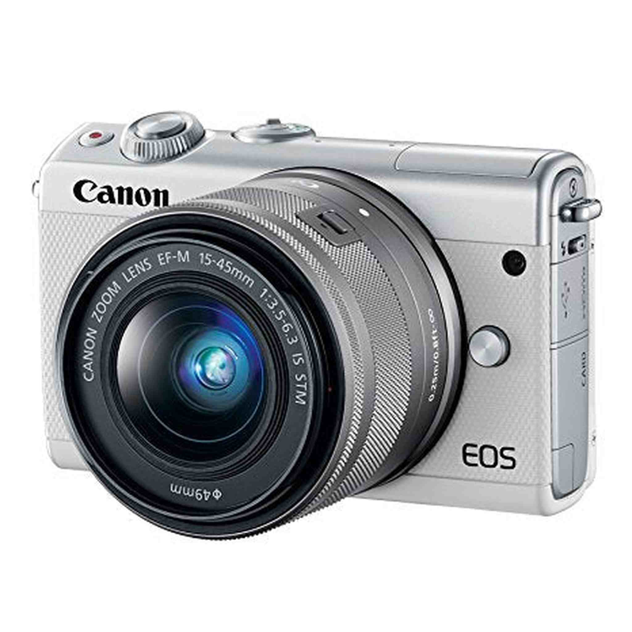 Canon EOS M100 Mirrorless Camera w/ 15-45mm Lens White International Model Dual Kit Box