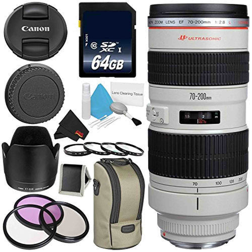 Canon EF 70-200mm f/2.8L USM Telephoto Zoom Lens Bundle for Canon SLR Digital Cameras Intl Model - Pro