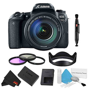 Canon EOS 77D DSLR Camera with 18-135mm Lens Bundle w/ 3 Piece Filter Kit International Model Canon