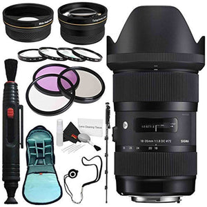 Sigma 18-35mm f/1.8 DC HSM Art Lens for Canon # 210-101 + 72mm 3 Piece Filter Kit + Lens Pen Cleaner + 70in Monopod Bundle