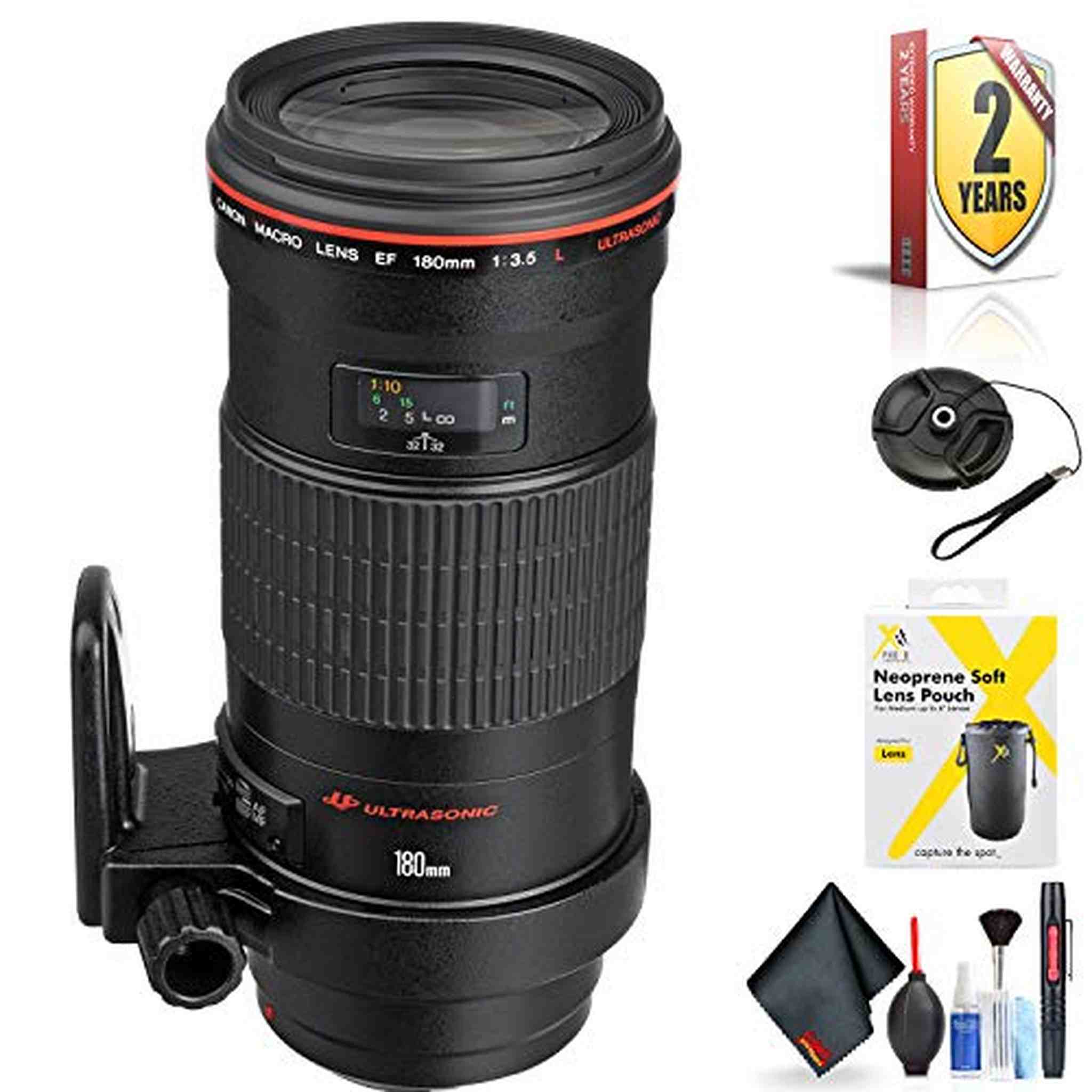 Canon EF 180mm f/3.5L Macro USM Lens for Canon EF Mount + Accessories International Model with 2 Year Warranty Canon