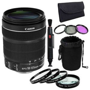 Canon EF-S 18-135mm f/3.5-5.6 is STM Lens + 67mmFilter Kit + 67mm Macro Close up Kit + Lens Pen Cleaner + Deluxe Lens Pouc - Used Canon