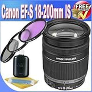 Canon EF-S 18-200mm f/3.5-5.6 is Lens + 72mm 3 Piece Professional Filter Kit + Lens - Used Canon