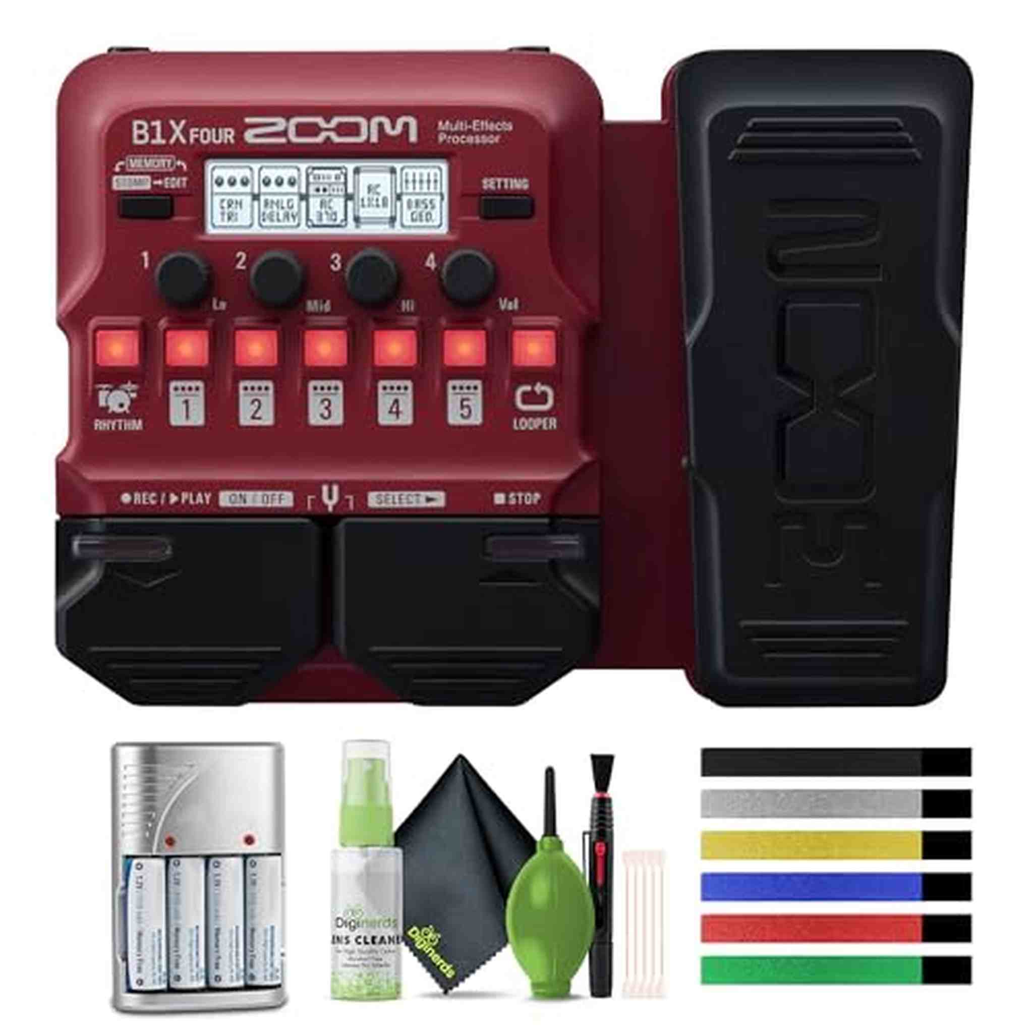 Zoom B1X FOUR Bass Multi-Effects Processor with Expression Pedal, With 70+ Built-in Effects, Amp Modeling, Looper, Rhythm Section, Tuner, Battery Powered Zoom