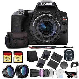 Canon EOS Rebel SL3 DSLR Camera with 18-55mm Lens Black Bundle with 2x32GB Memory Card + Battery for Canon PE17 + LCD - Used Canon
