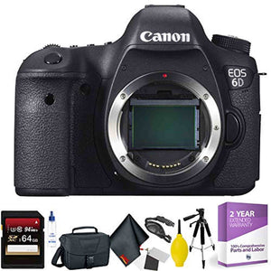 Canon EOS 6D DSLR Camera Body Only - Open Box + 64GB Memory Card + Mega Accessory Kit + 1 Year Warranty Canon