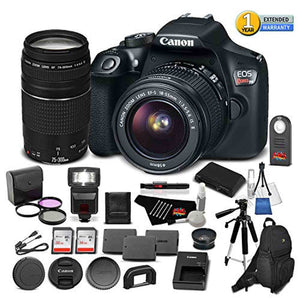 Canon EOS Rebel T6 Digital SLR Camera 1159C003 Bundle with 18-55mm f/3.5-5.6 is II Lens + EF 75-300mm f/4-5.6 III Telephoto Zoom Lens + More - Used Canon