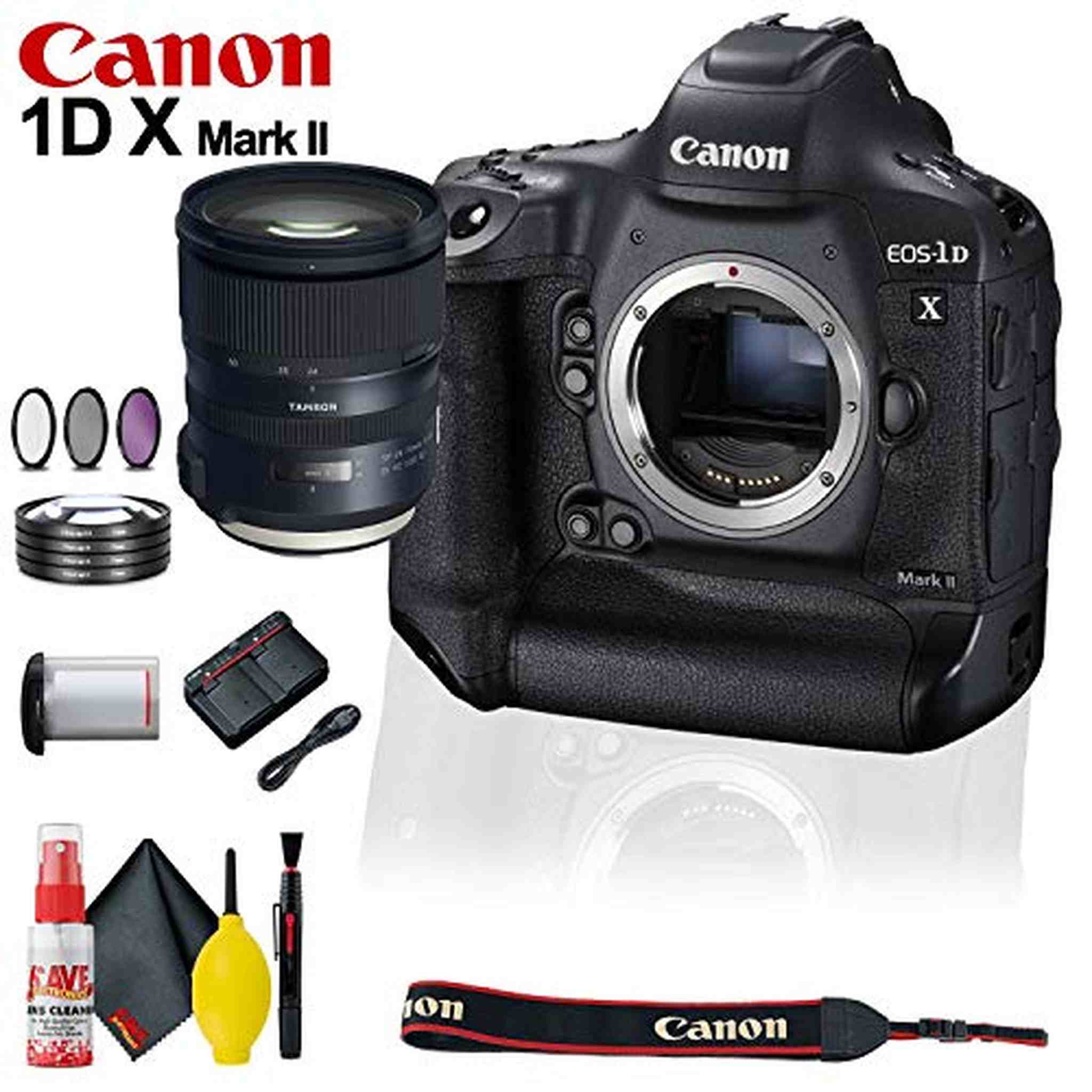 Canon EOS-1D X Mark II DSLR Camera Body Only + 24-70mm Lens + Filter Kit Canon