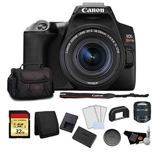 Canon EOS Rebel SL3 DSLR Camera with 18-55mm Lens Black Bundle with 32GB Memory Card +LCD Screen Protectors and More - Used Canon