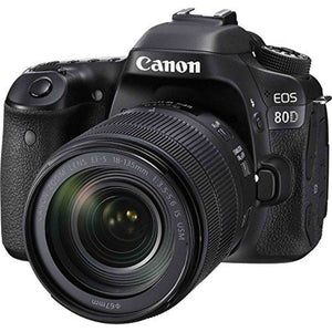 Canon Digital SLR Camera Body EOS 80D and EF-S 18-135mm f/3.5-5.6 Image Stabilization USM Lens with 24.2 Megapixel APS-C CMOS Sensor and Dual Pixel CMOS AF - Black - Used Canon