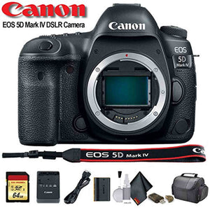 Canon EOS 5D Mark IV DSLR Camera 1483C002 with 64GB Memory Card, Case, Cleaning Set and More - S Bundle - Reconditioned Canon